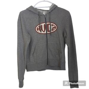 Women's RVCA Gray Zip-Up Cropped Hoodie, Size M